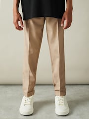 Reiss Soft Camel Brown Brighton 13-14 yrs Relaxed Elasticated Trousers with Turn-Ups - Image 3 of 5