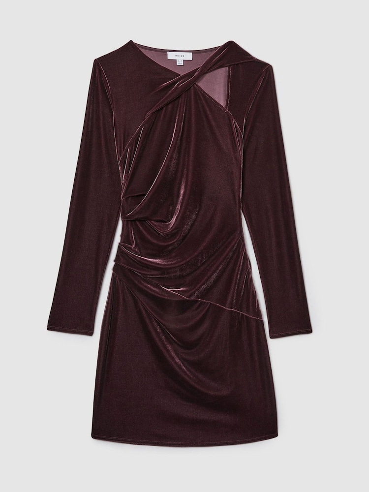 Reiss Berry Alba Velvet Cut-Out Mini Dress - Image 2 of 6