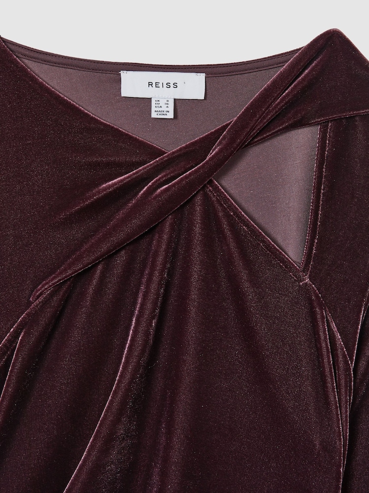 Reiss Berry Alba Velvet Cut-Out Mini Dress - Image 6 of 6