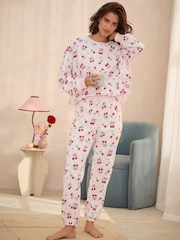 Bath & Body Works Pink Check Cherry 100% Cotton Pyjamas - Image 2 of 5