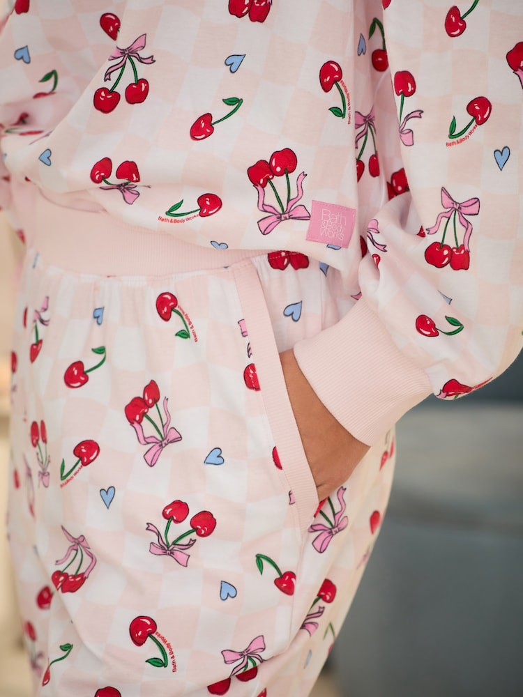 Bath & Body Works Pink Check Cherry 100% Cotton Pyjamas - Image 5 of 5