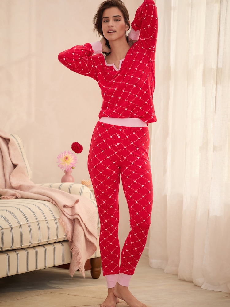 Bath & Body Works Red Henley Heart Waffle Twosie Pyjamas - Image 2 of 11