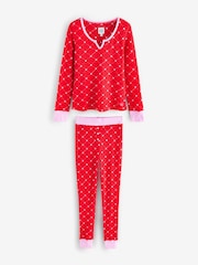 Bath & Body Works Red Henley Heart Waffle Twosie Pyjamas - Image 7 of 11