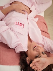 Bath & Body Works Pink Stripe 100% Cotton Button Through Pyjamas - Image 4 of 9