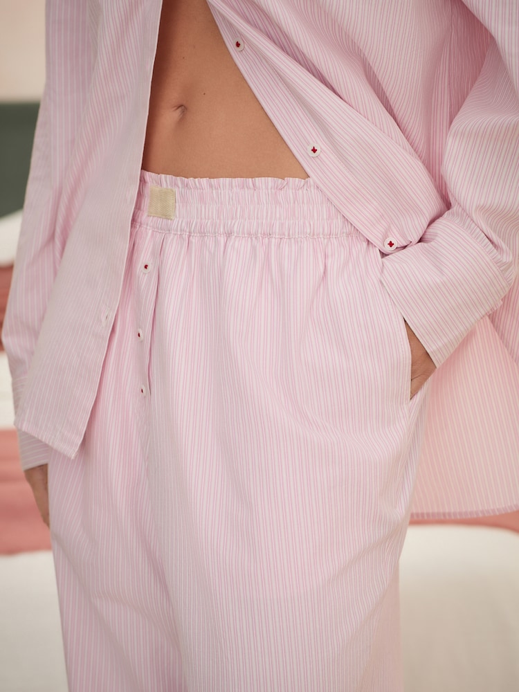Bath & Body Works Pink Stripe 100% Cotton Button Through Pyjamas - Image 5 of 9