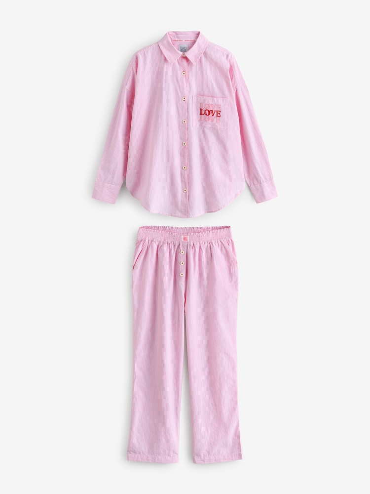 Bath & Body Works Pink Stripe 100% Cotton Button Through Pyjamas - Image 6 of 9