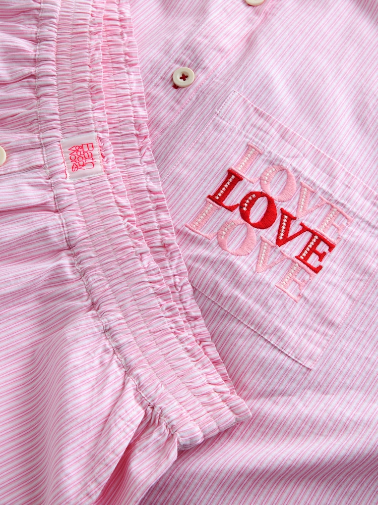 Bath & Body Works Pink Stripe 100% Cotton Button Through Pyjamas - Image 9 of 9