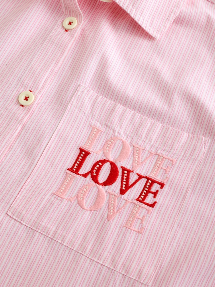 Bath & Body Works Pink Stripe 100% Cotton Night Shirt - Image 8 of 8