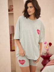 Bath & Body Works Grey Heart Love Cycling Short Pyjamas Set - Image 2 of 5