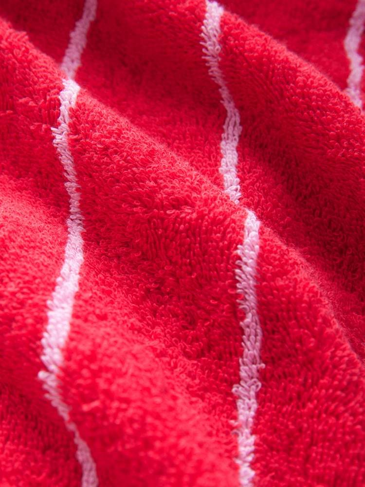 Bath & Body Works Pink/Red 100% Cotton Stripe Towelling Robe - Image 7 of 7