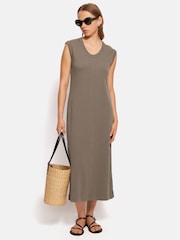 Jigsaw Brown 100% Cotton Column T-Shirt Dress - Image 1 of 6