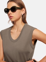 Jigsaw Brown 100% Cotton Column T-Shirt Dress - Image 2 of 6