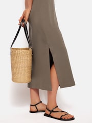 Jigsaw Brown 100% Cotton Column T-Shirt Dress - Image 4 of 6