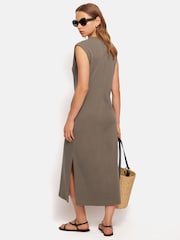 Jigsaw Brown 100% Cotton Column T-Shirt Dress - Image 5 of 6