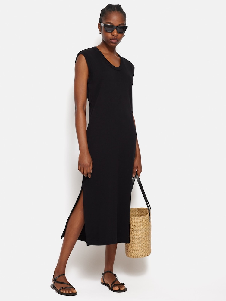 Jigsaw Black 100% Cotton Column T-Shirt Dress - Image 1 of 5