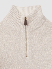 Reiss Oatmeal/White Jamieson Marled Cotton and Wool Funnel-Neck Jumper - Image 5 of 5