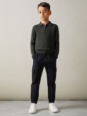 Reiss Green Robertson Merino Wool Zip Neck Polo Shirt - Image 2 of 4