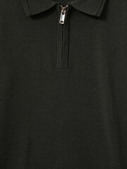 Reiss Green Robertson Merino Wool Zip Neck Polo Shirt - Image 4 of 4