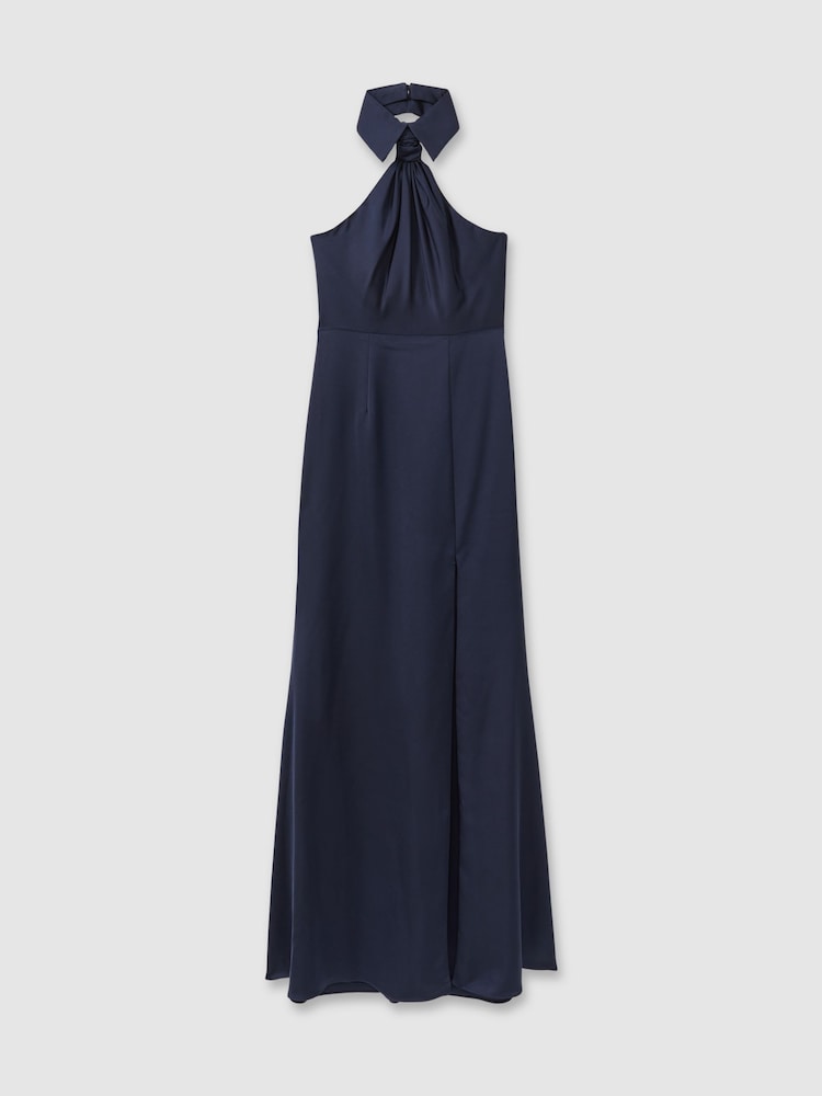 Halston атлас бретелька на шею платье макси - Image 2 of 5