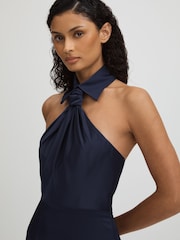 Halston атлас бретелька на шею платье макси - Image 3 of 5