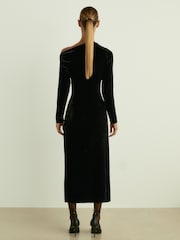 Reiss Black Brooke Off-the-Shoulder Velvet Dress - Image 4 of 5
