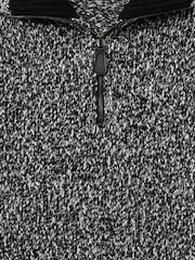Reiss Black/White Jamieson Marled Cotton and Wool Funnel-Neck Jumper - Image 6 of 6
