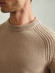 Reiss Camel Brown Cloud Wool-Blend Raglan-Sleeve Jumper - Image 3 of 5
