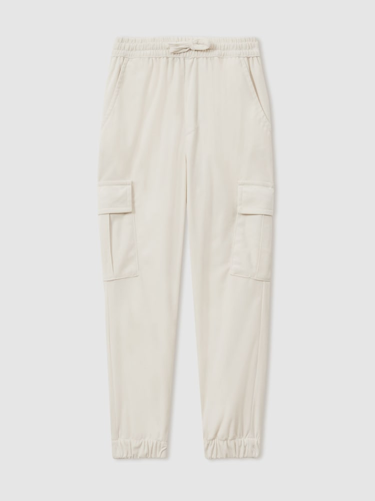 Reiss Off White Aymos 13-14 yrs Corduroy Drawstring Trousers - Image 1 of 3