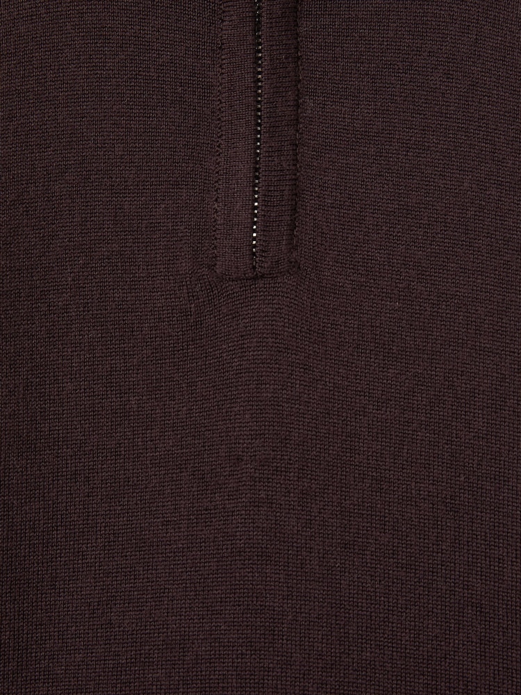 Reiss Dark Bordeaux Blackhall 13-14 yrs Merino Wool Half-Zip Funnel Neck Jumper - Image 4 of 4