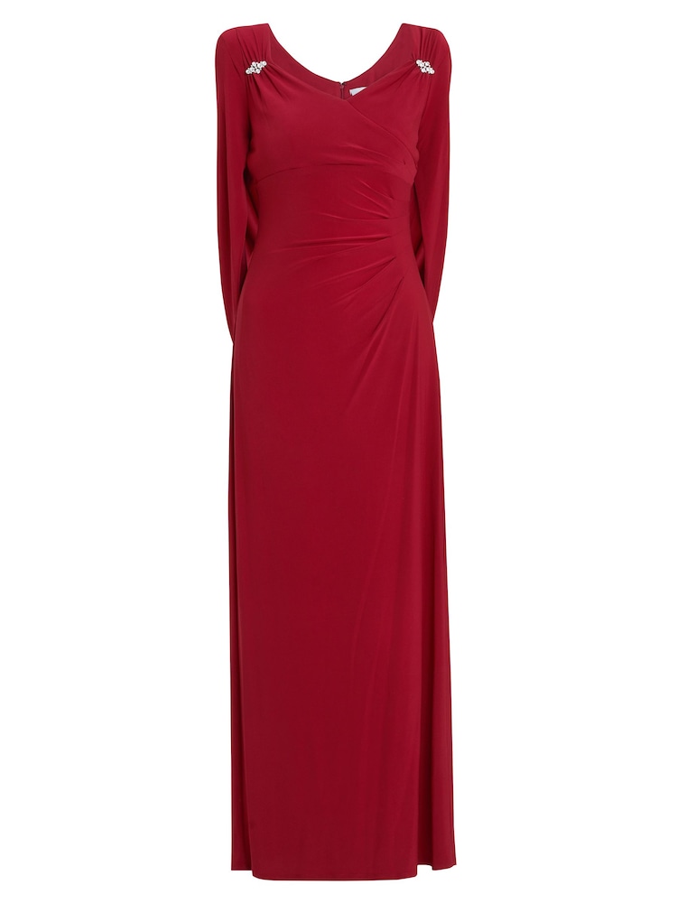 Vestido largo rojo con hombros drapeados y espalda Jenna de Gina Bacconi - Imagen 5 de 5 Vestido largo rojo con hombros drapeados y espalda Jenna de Gina Bacconi - Imagen 5 de 5