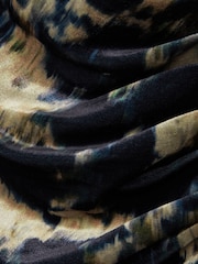 Reiss Navy Briana Ruched Abstract-Print Velvet Dress - Image 6 of 6