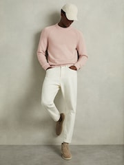 Reiss Soft Pink Cloud Wool-Blend Raglan-Sleeve Jumper - Image 1 of 7