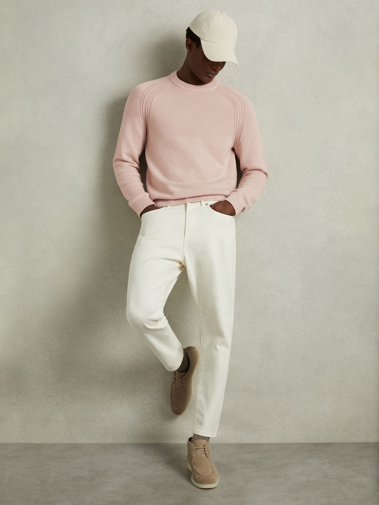 Reiss Soft Pink Cloud Wool-Blend Raglan-Sleeve Jumper - Image 1 of 7