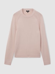 Reiss Soft Pink Cloud Wool-Blend Raglan-Sleeve Jumper - Image 2 of 7