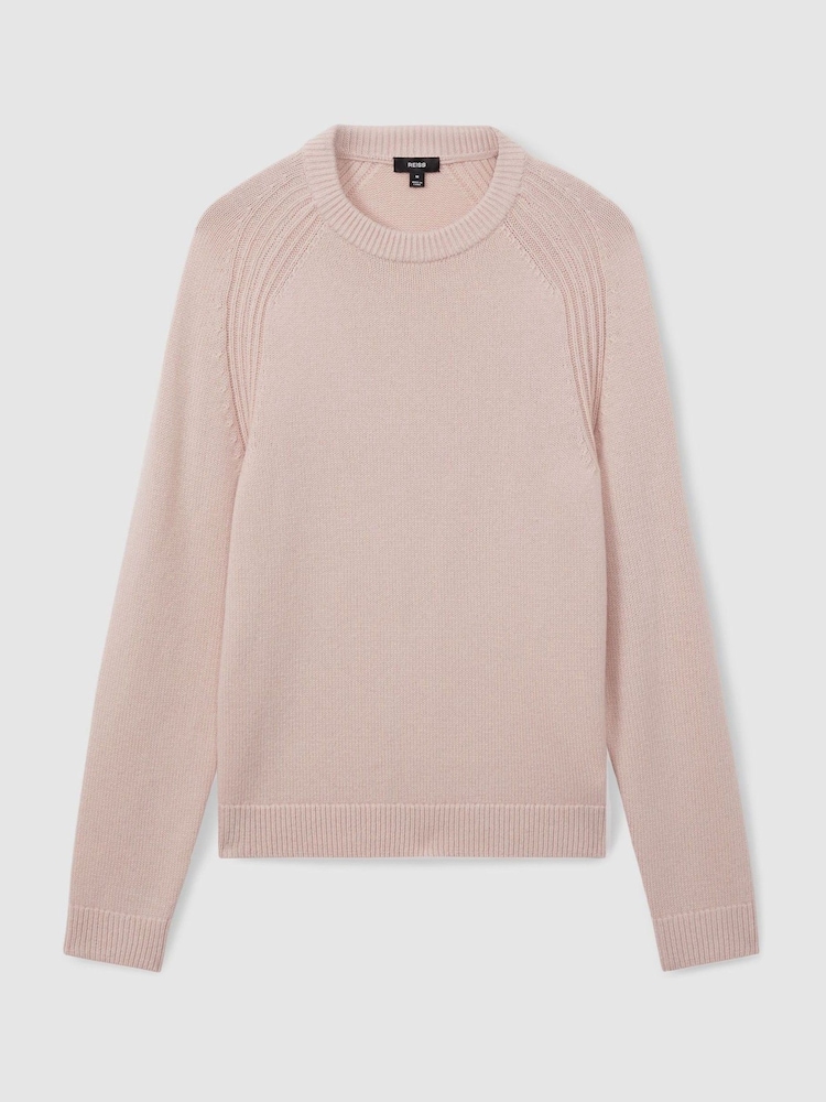 Reiss Soft Pink Cloud Wool-Blend Raglan-Sleeve Jumper - Image 2 of 7