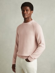 Reiss Soft Pink Cloud Wool-Blend Raglan-Sleeve Jumper - Image 3 of 7