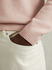 Reiss Soft Pink Cloud Wool-Blend Raglan-Sleeve Jumper - Image 4 of 7