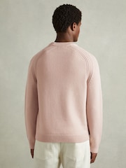 Reiss Soft Pink Cloud Wool-Blend Raglan-Sleeve Jumper - Image 6 of 7
