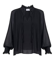 Gina Bacconi Delphine Pleat Frill Neck Blouse - Image 4 of 4