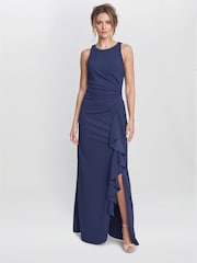 Gina Bacconi Blue Chelsea Sleeveless Maxi Dress With Ruffle Front - Image 1 of 6