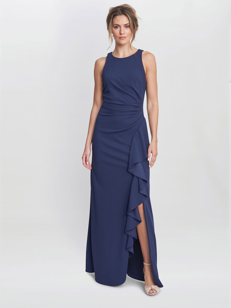 Gina Bacconi Blue Chelsea Sleeveless Maxi Dress With Ruffle Front - Image 1 of 6