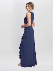 Gina Bacconi Blue Chelsea Sleeveless Maxi Dress With Ruffle Front - Image 2 of 6