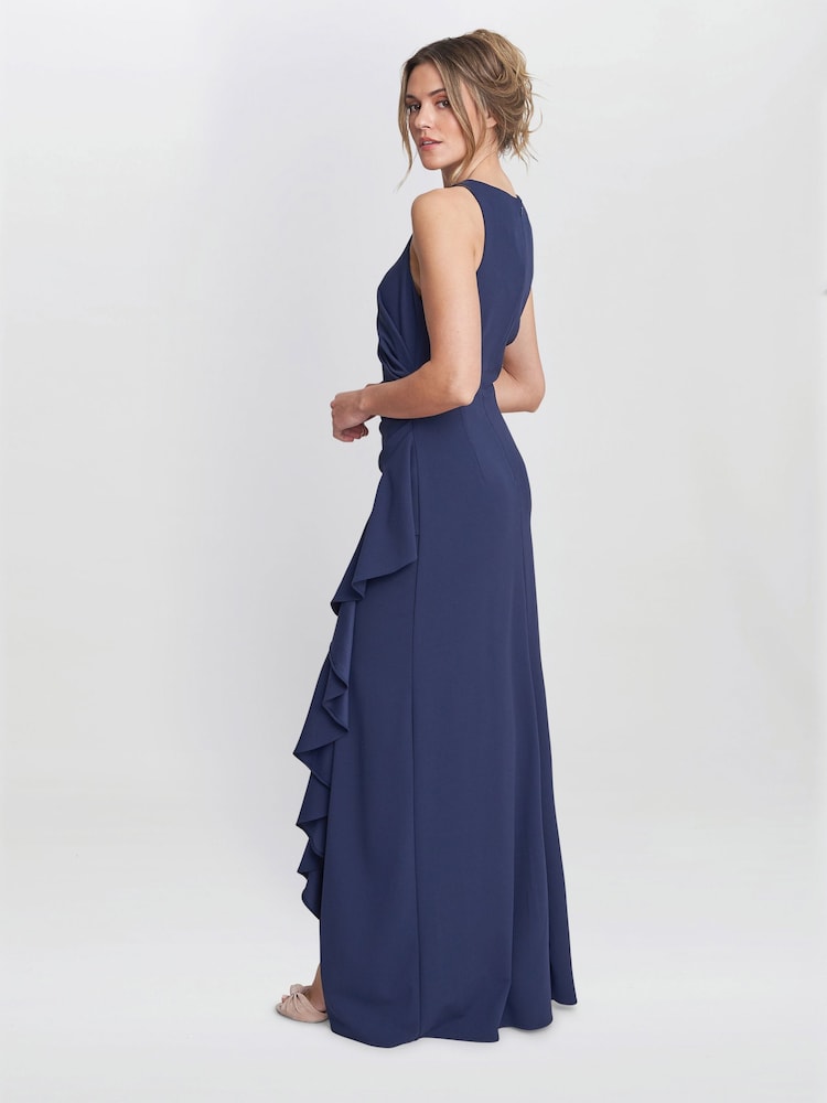 Gina Bacconi Blue Chelsea Sleeveless Maxi Dress With Ruffle Front - Image 2 of 6