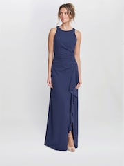 Gina Bacconi Blue Chelsea Sleeveless Maxi Dress With Ruffle Front - Image 3 of 6