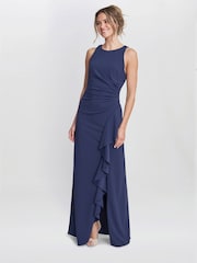 Gina Bacconi Blue Chelsea Sleeveless Maxi Dress With Ruffle Front - Image 5 of 6