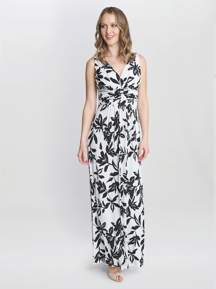 Gina Bacconi Jacquelin Jersey Maxi White Dress - Image 1 of 6