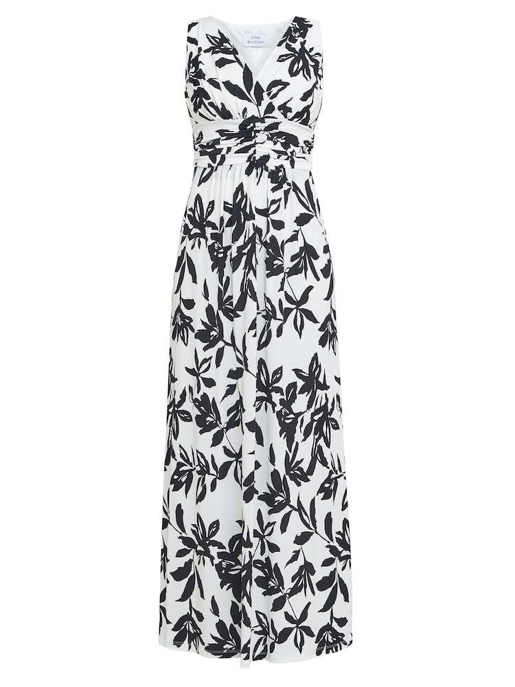 Gina Bacconi Jacquelin Jersey Maxi White Dress - Image 6 of 6