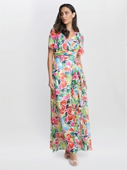 Gina Bacconi Multi Poppy Printed Maxi Tiered Dress - Image 2 of 5