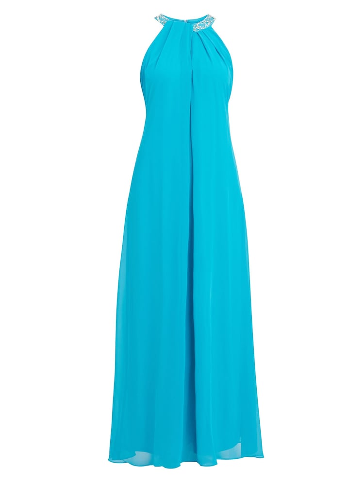 Gina Bacconi Blue Pamela Halter Neck Maxi Dress With Beaded Neckline - Image 6 of 6