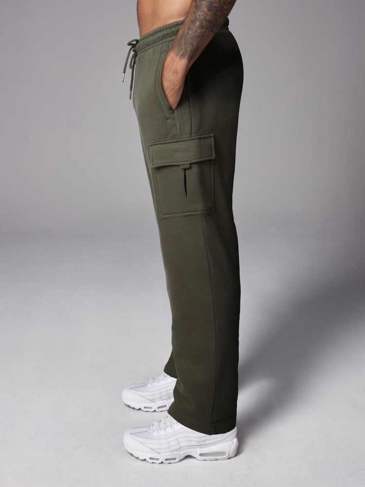 Khaki Green Open Cotton Rich Jersey Cargo Joggers - Image 4 of 10